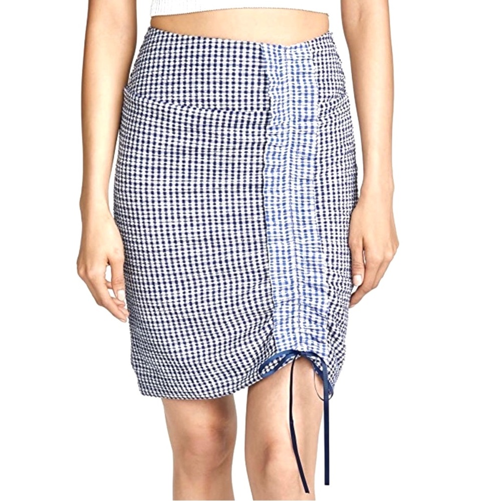 NEW STAUD GINGHAM PRINT HIGH-WAISTED SKIRT